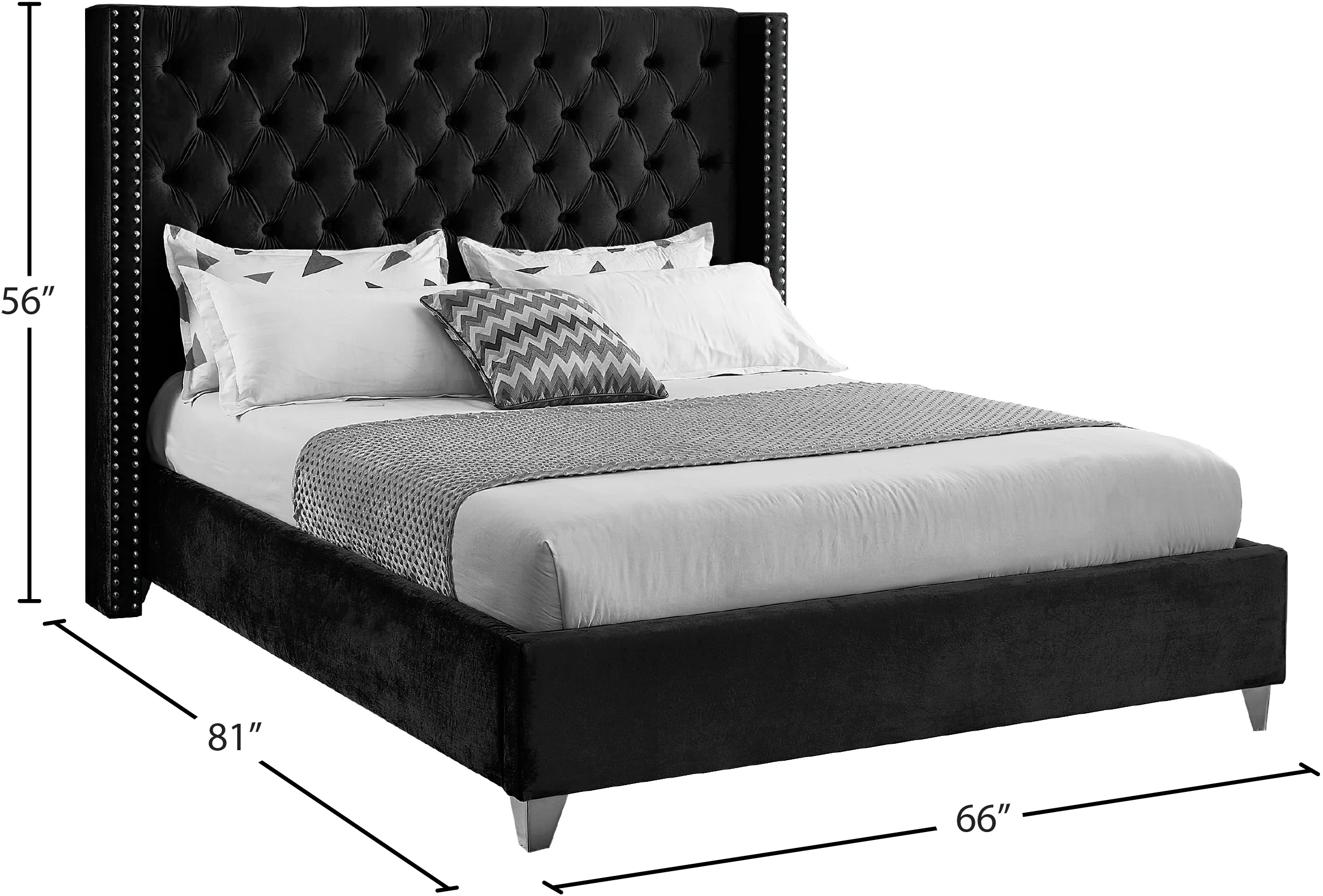 Robertson Black Velvet Full Bed F - Image 9