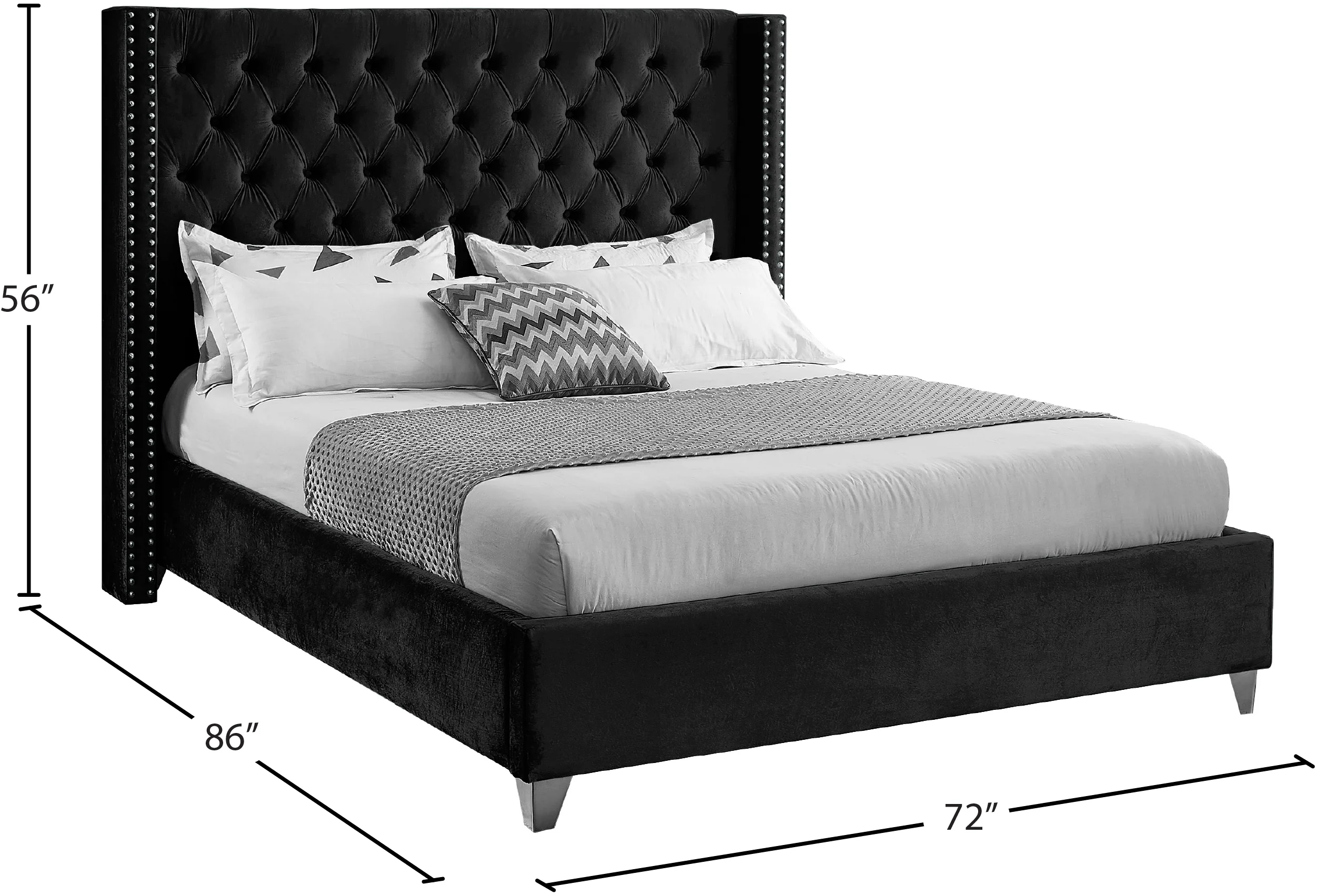 Robertson Black Velvet Queen Bed Q - Image 9