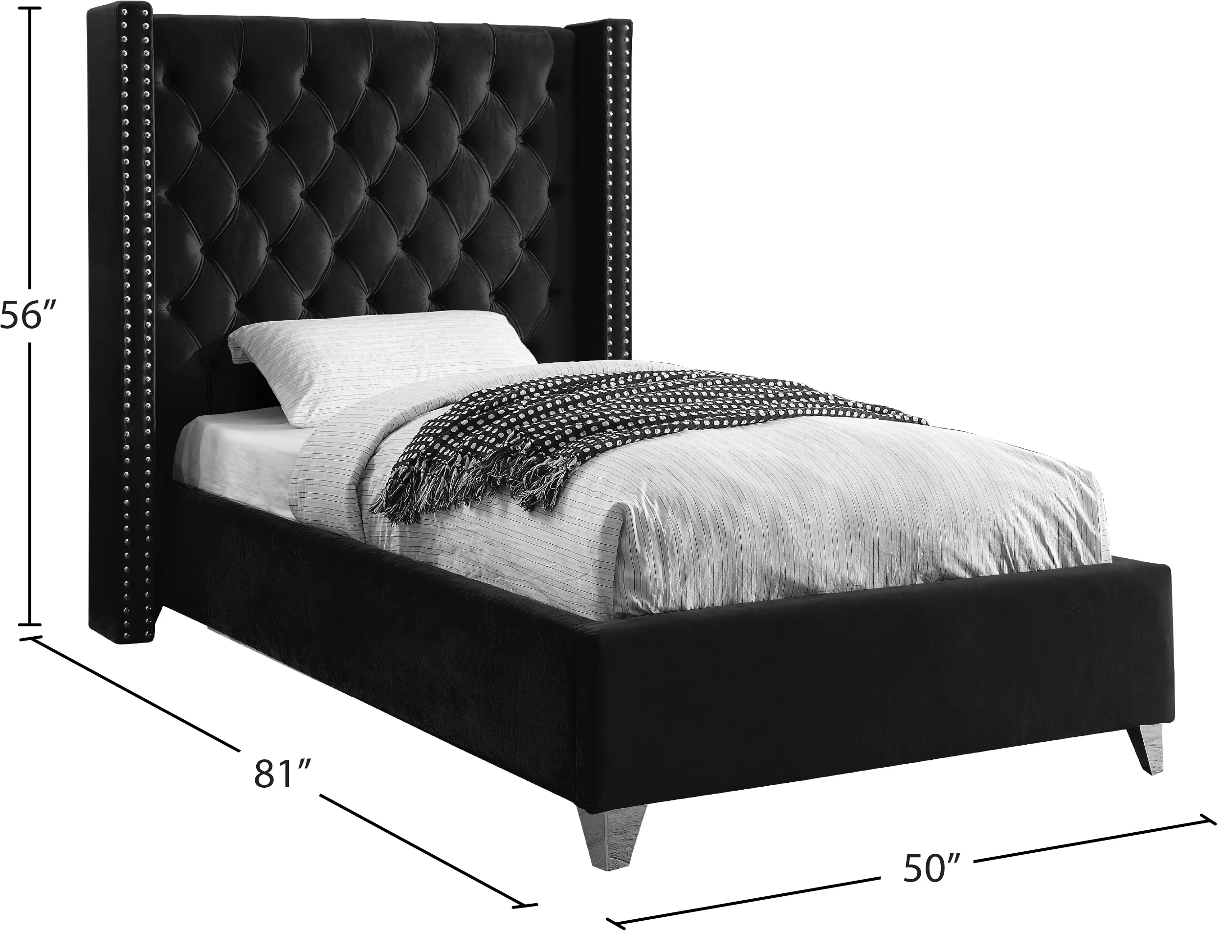 Robertson Black Velvet Twin Bed T - Image 5