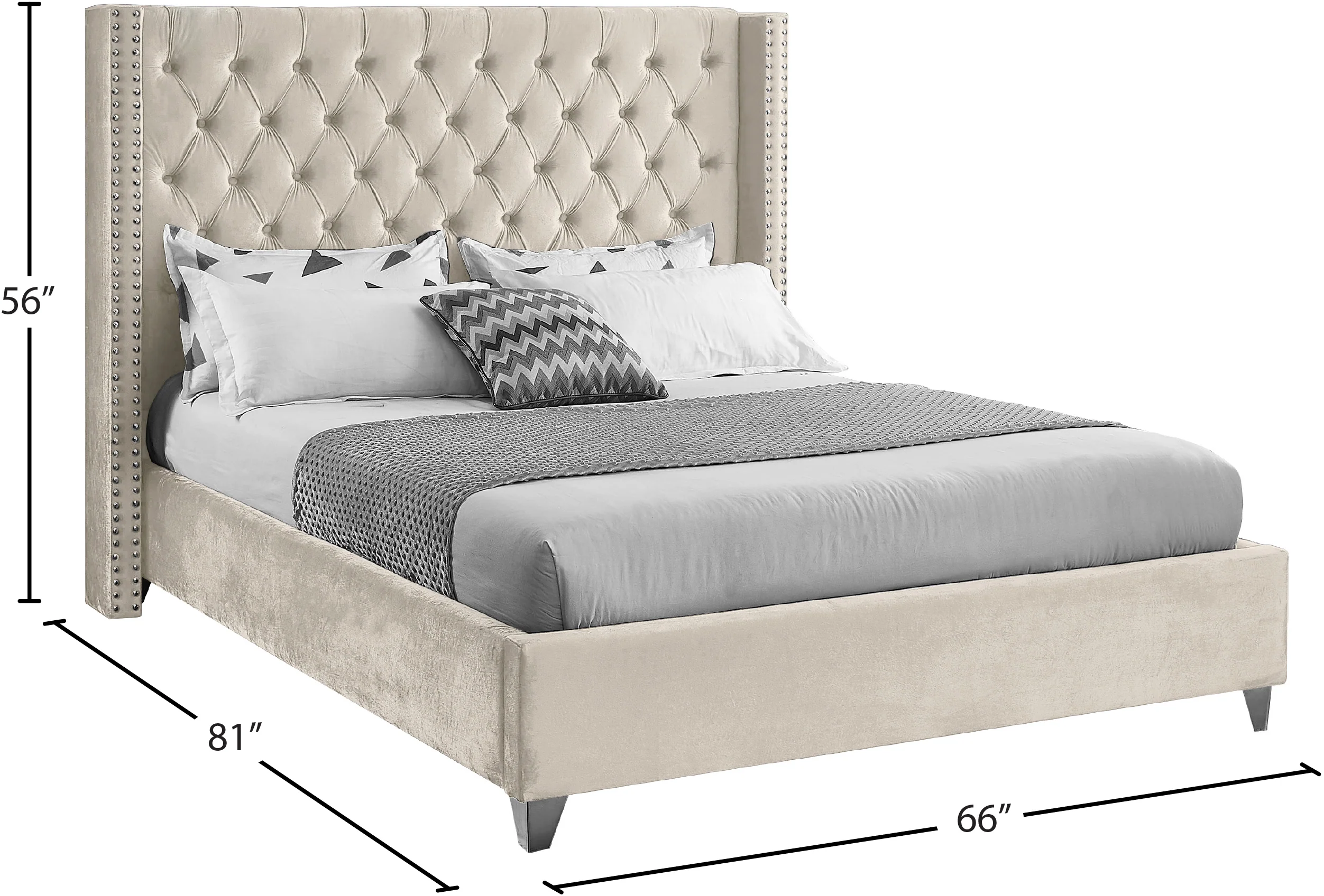 Robertson Cream Velvet Full Bed F - Image 9