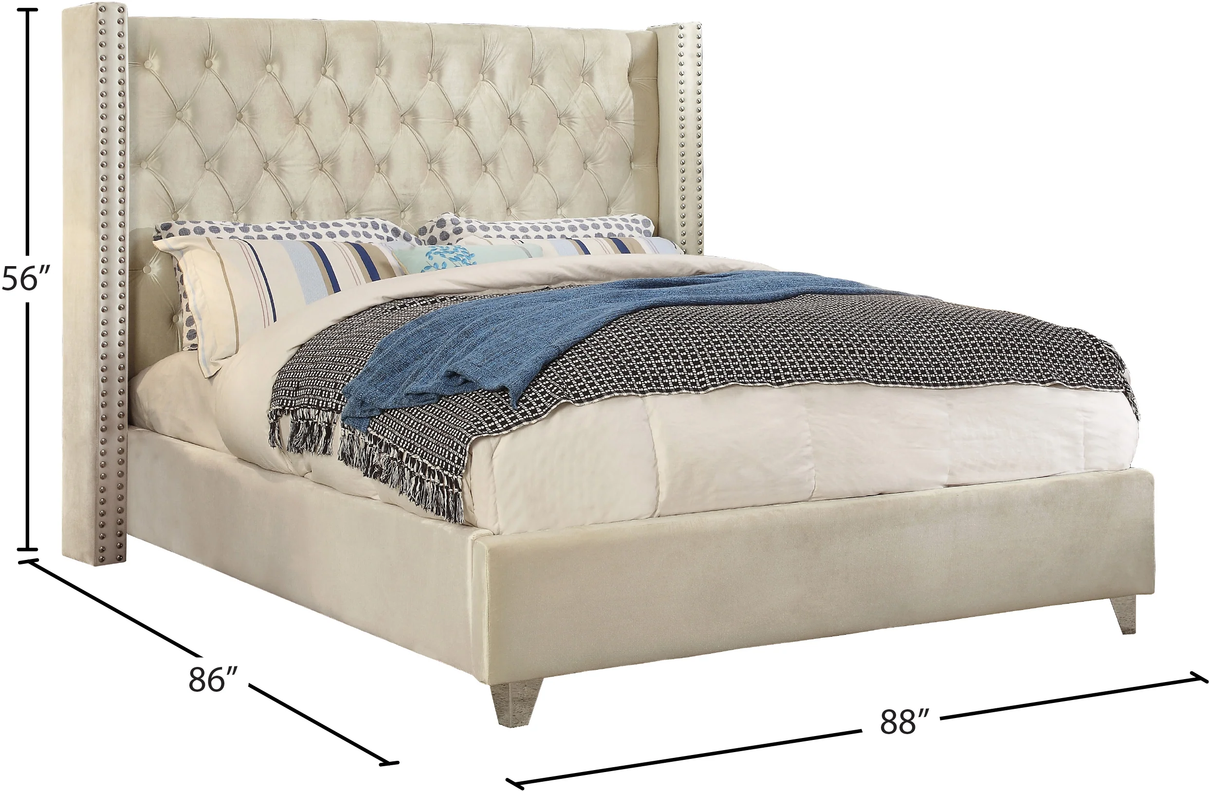Robertson Cream Velvet King Bed K - Image 9