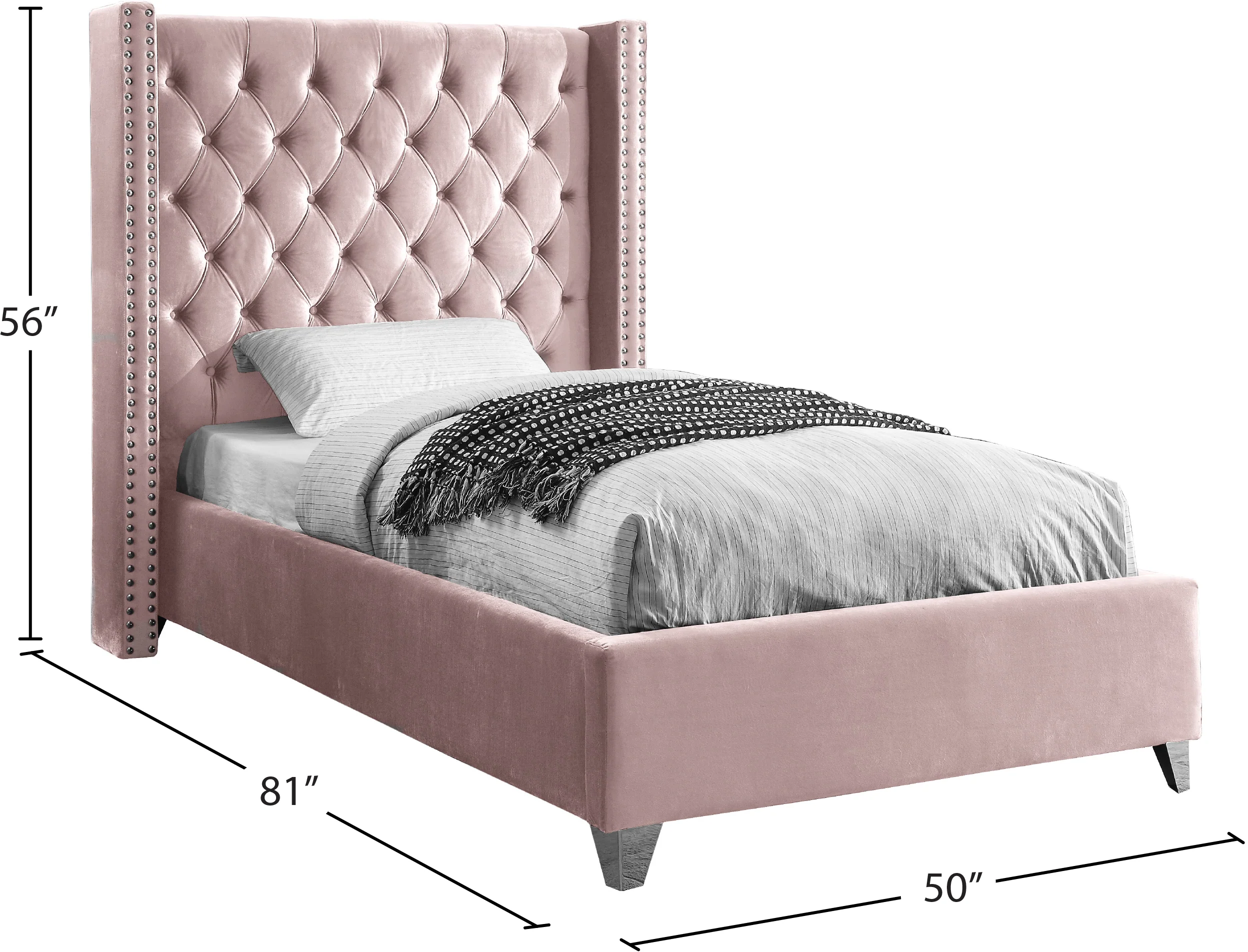 Robertson Pink Velvet Twin Bed T - Image 5