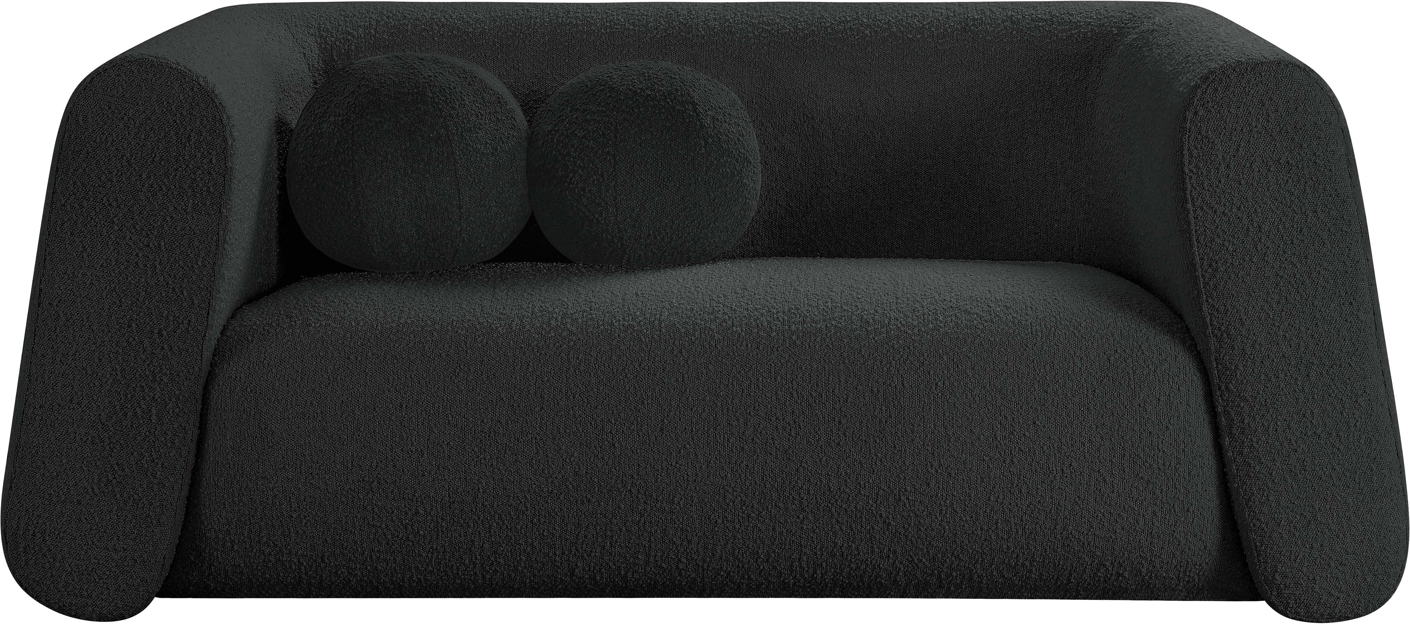 Siena Black Boucle Fabric Loveseat L - Image 3