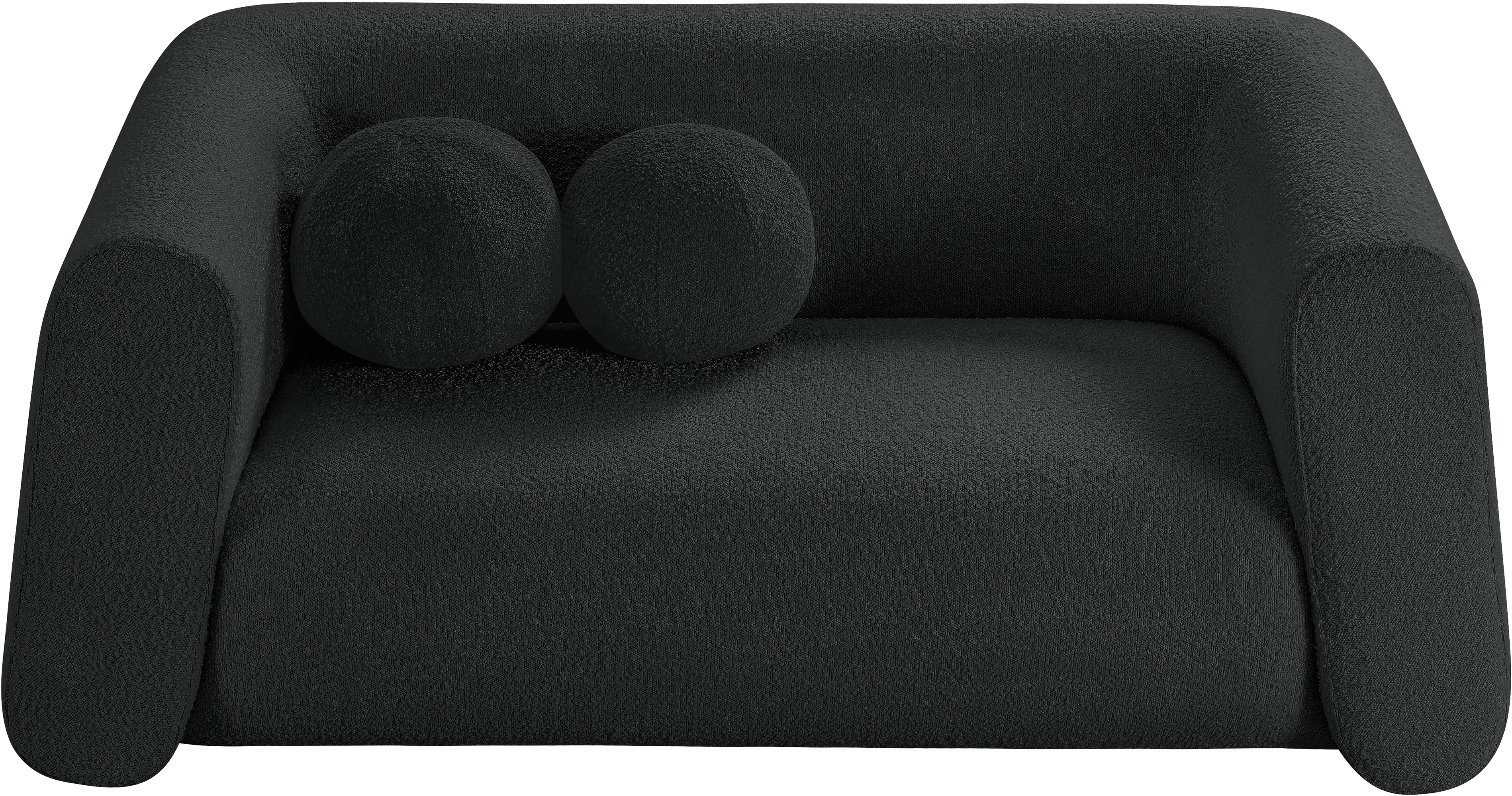 Siena Black Boucle Fabric Loveseat L - Image 4