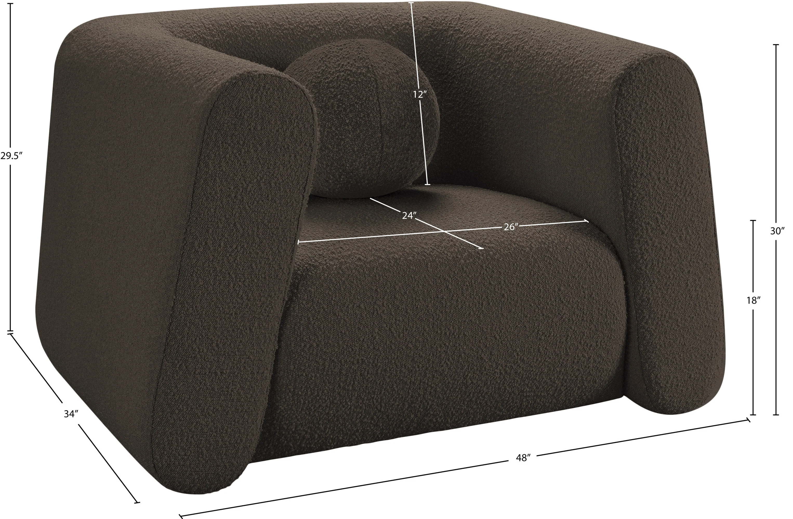 Siena Brown Boucle Fabric Chair C - Image 17