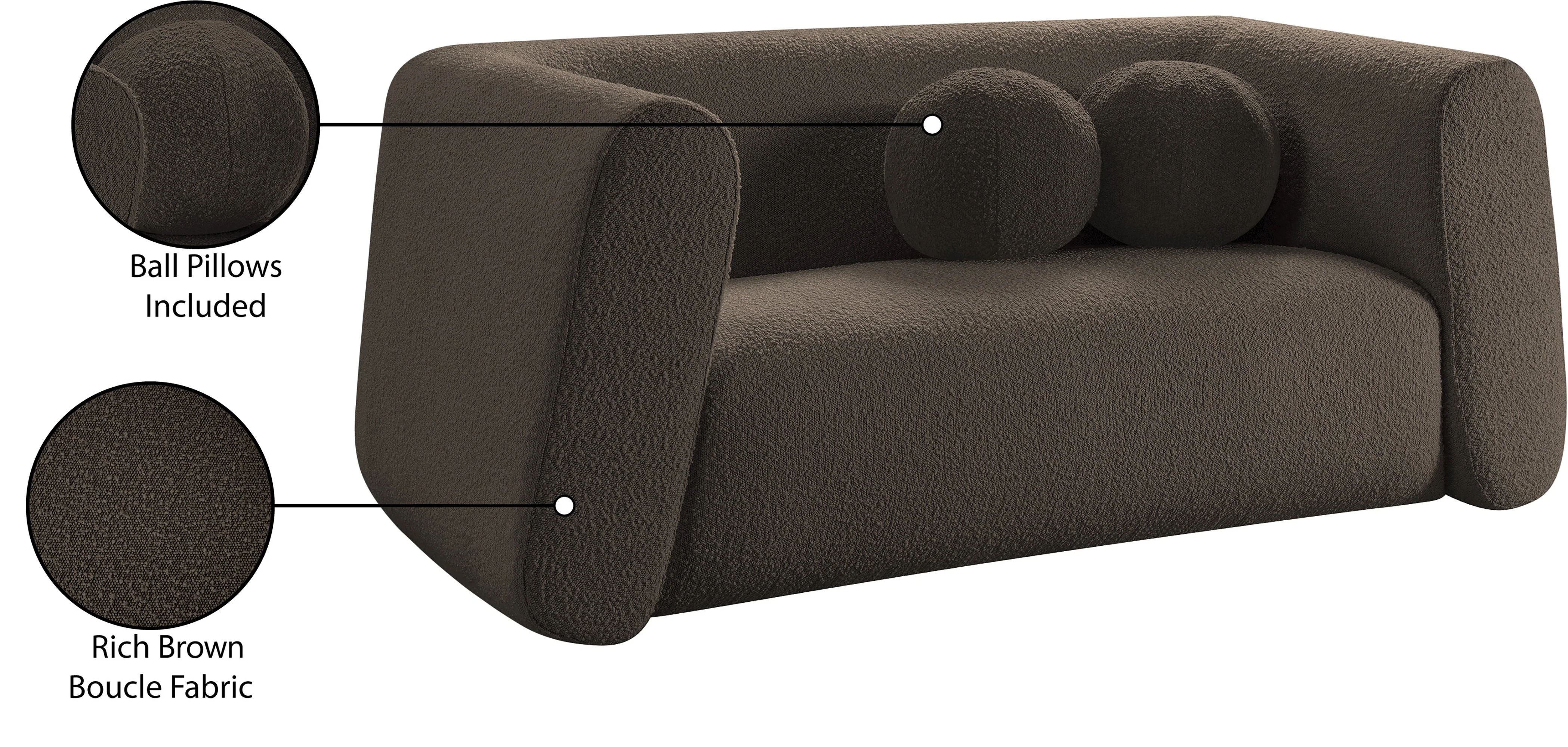 Siena Brown Boucle Fabric Loveseat L - Image 16