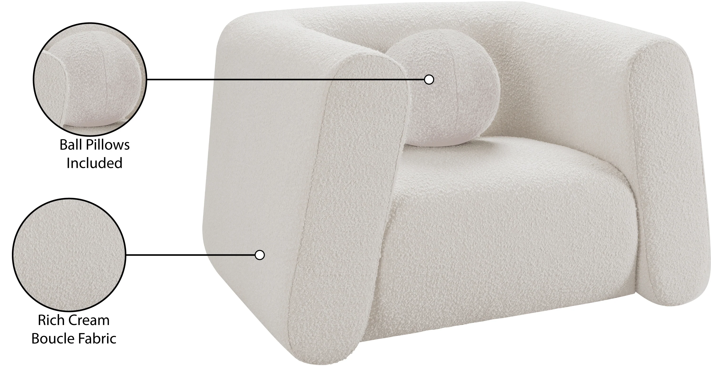 Siena Cream Boucle Fabric Chair C - Image 16