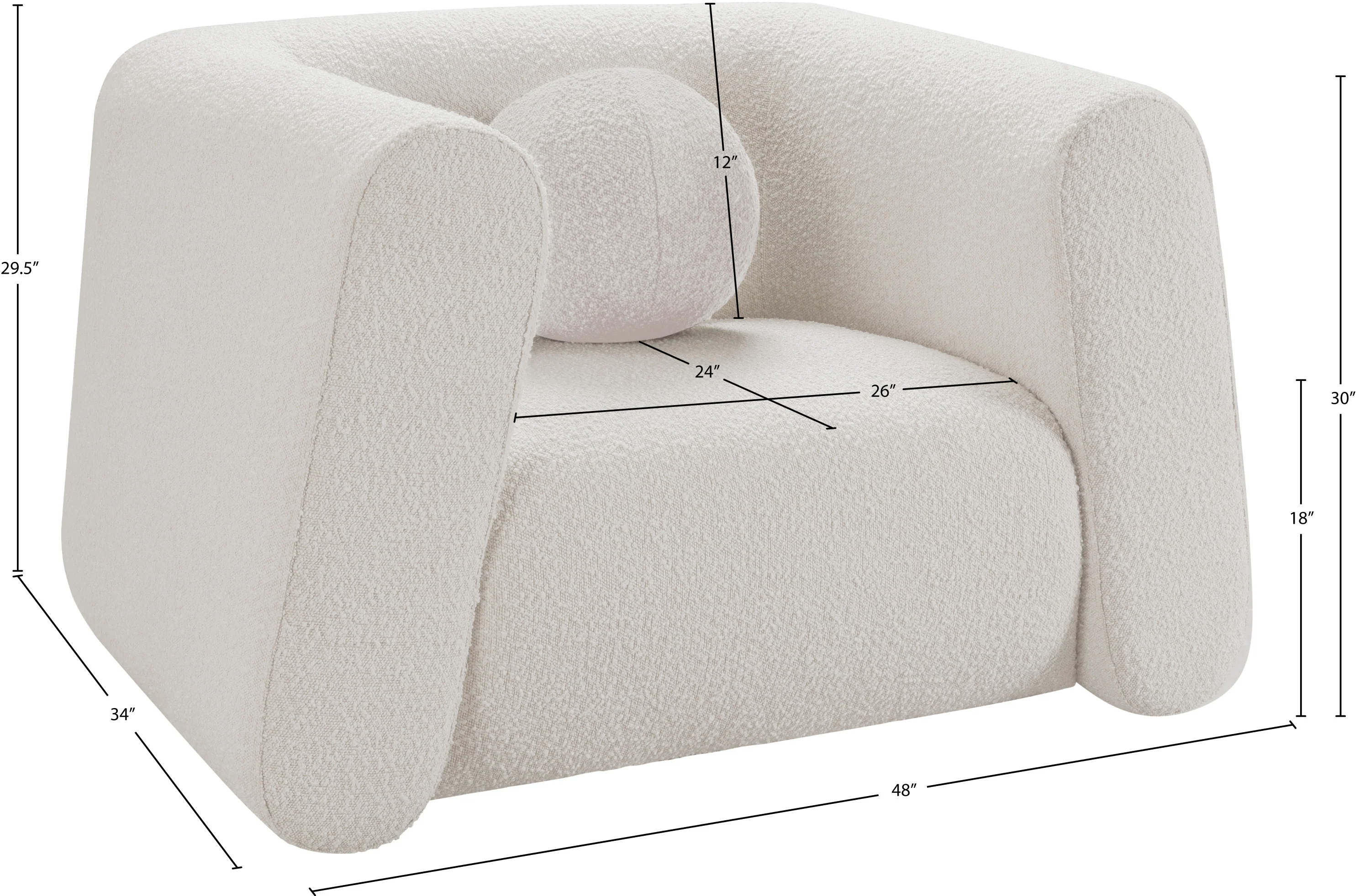 Siena Cream Boucle Fabric Chair C - Image 17