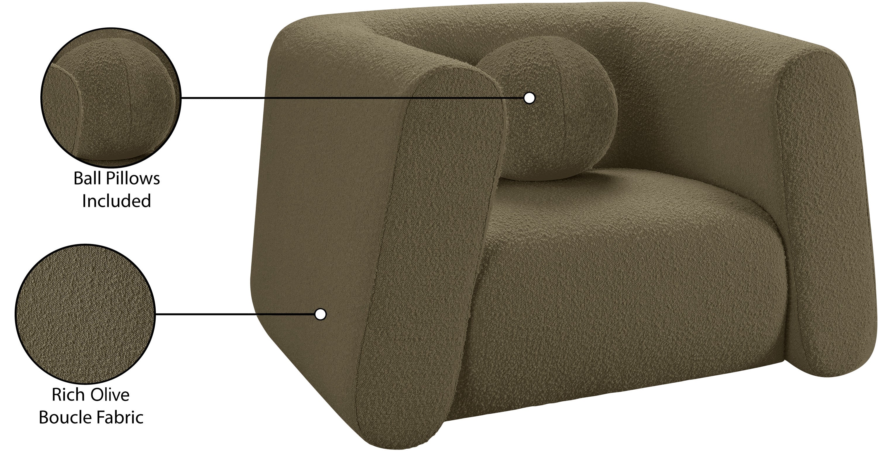 Siena Olive Boucle Fabric Chair C - Image 16