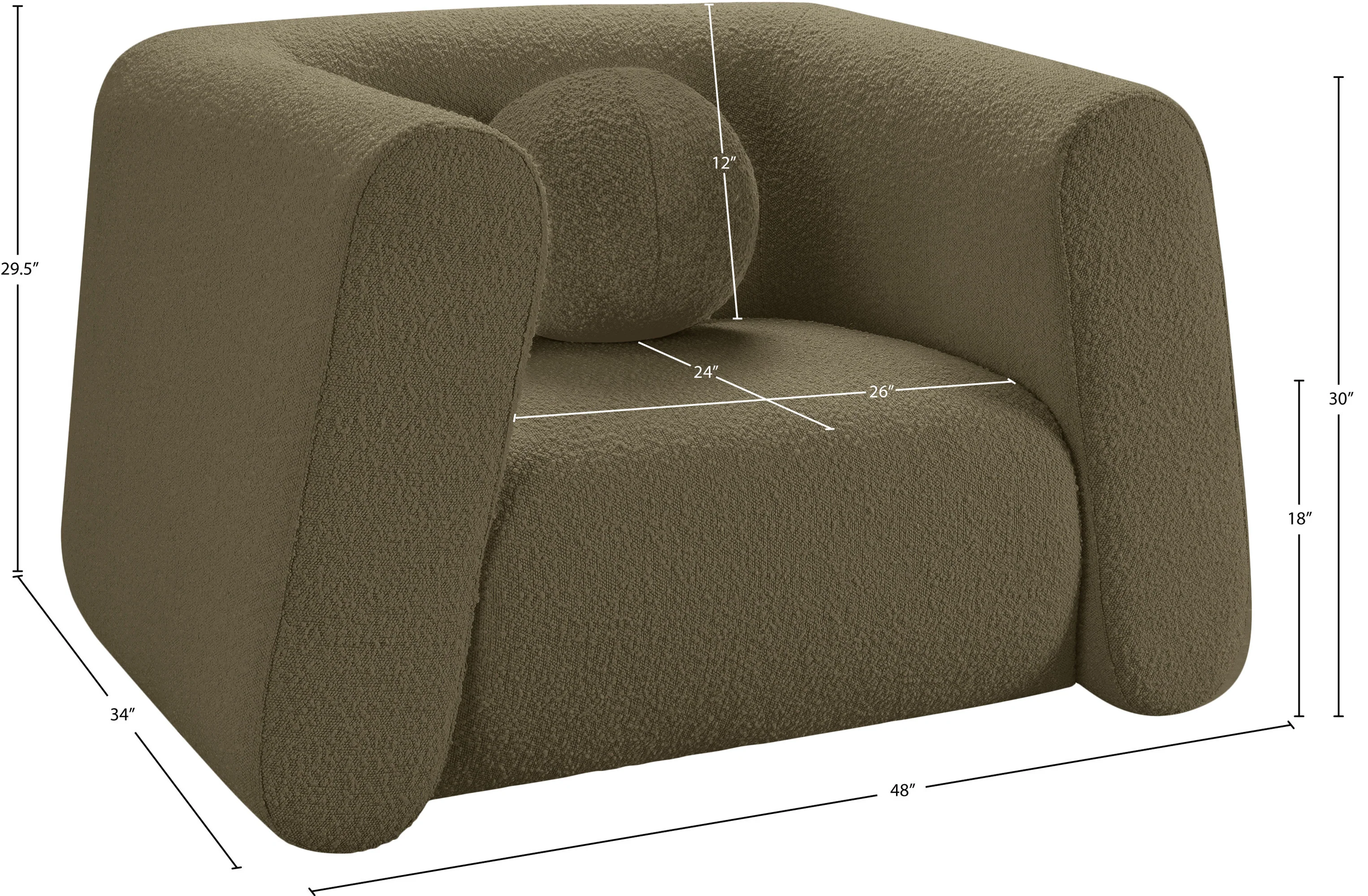 Siena Olive Boucle Fabric Chair C - Image 17