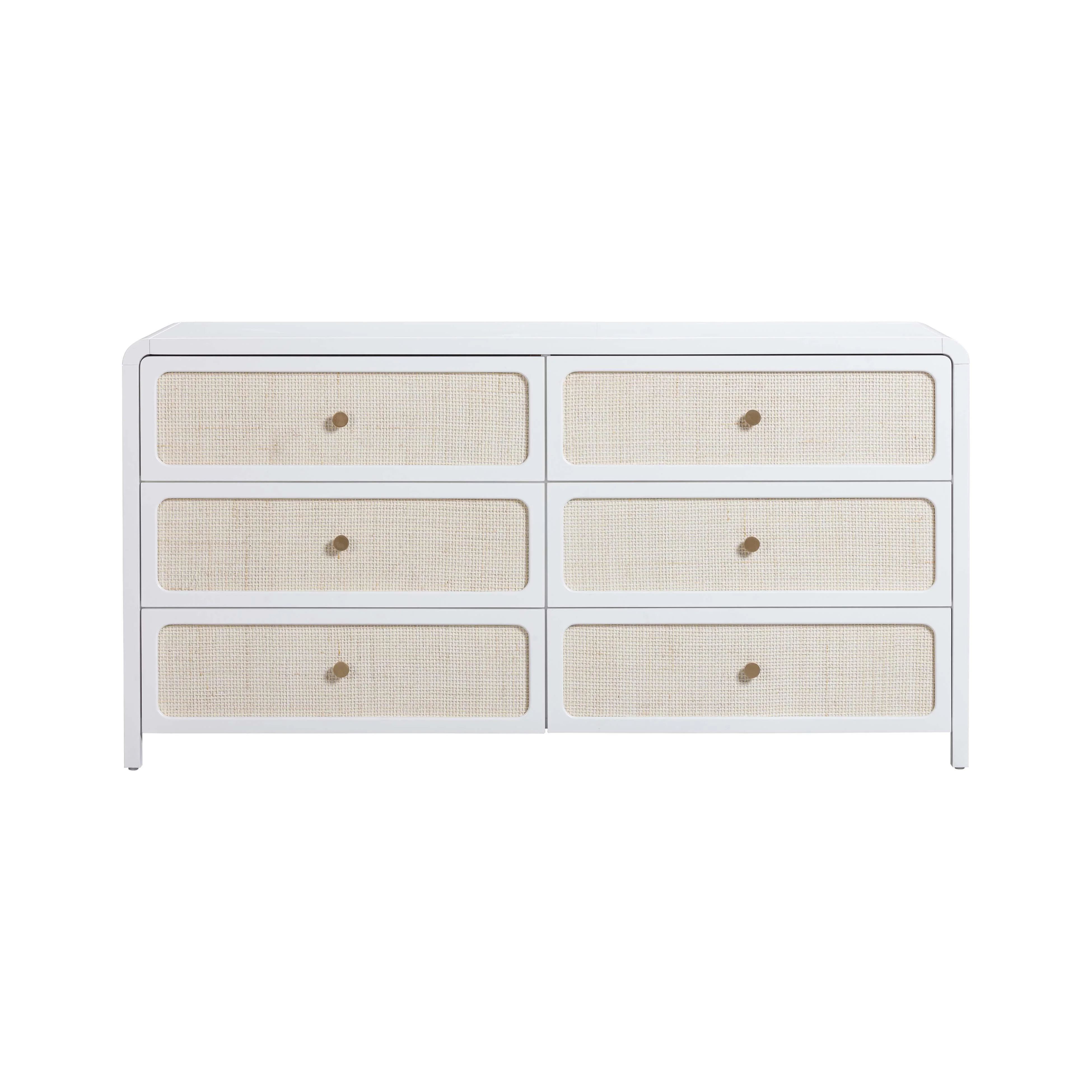 TOV White Rattan 6 Drawer Dresser - Image 3