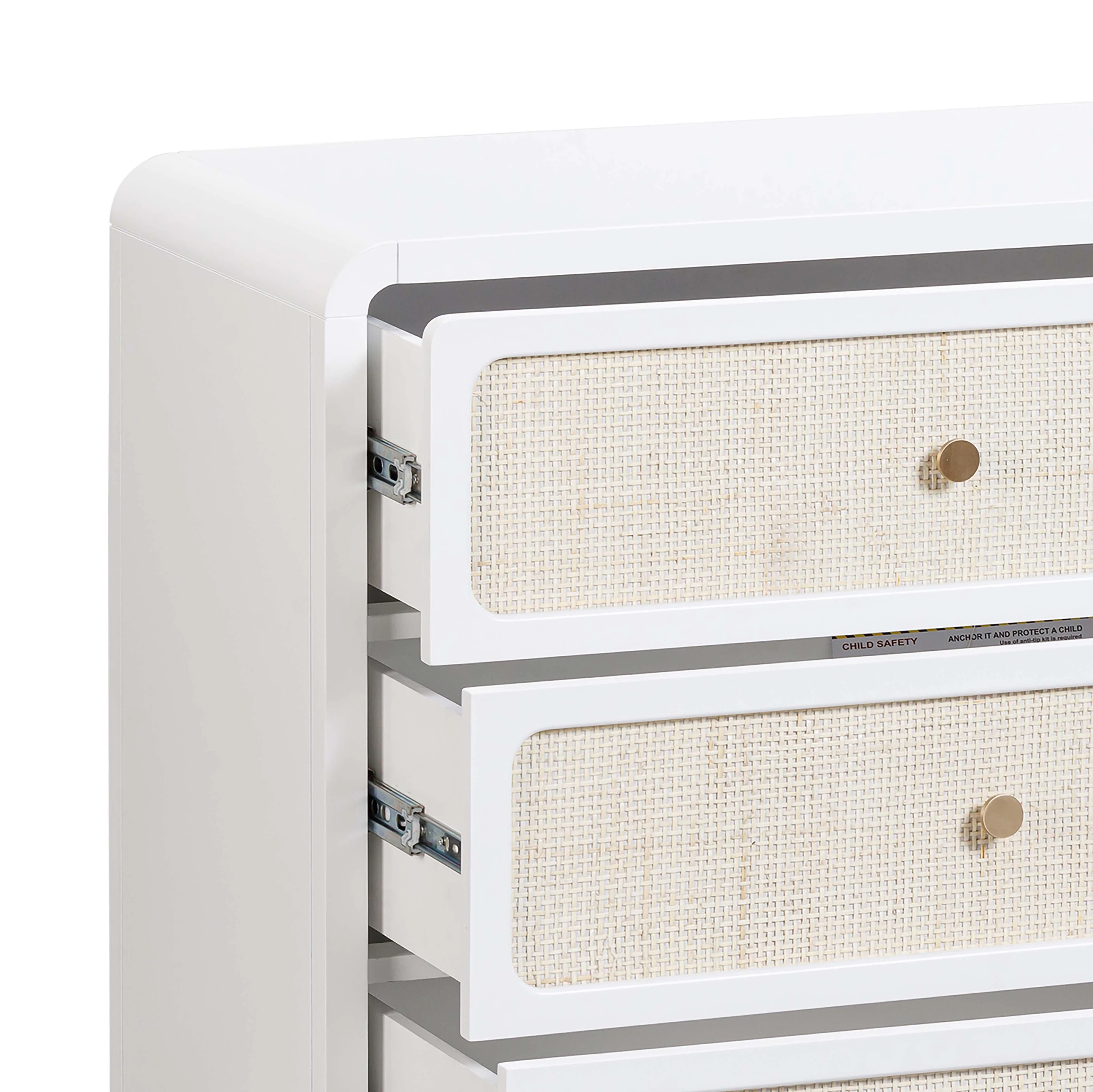 TOV White Rattan 6 Drawer Dresser - Image 6