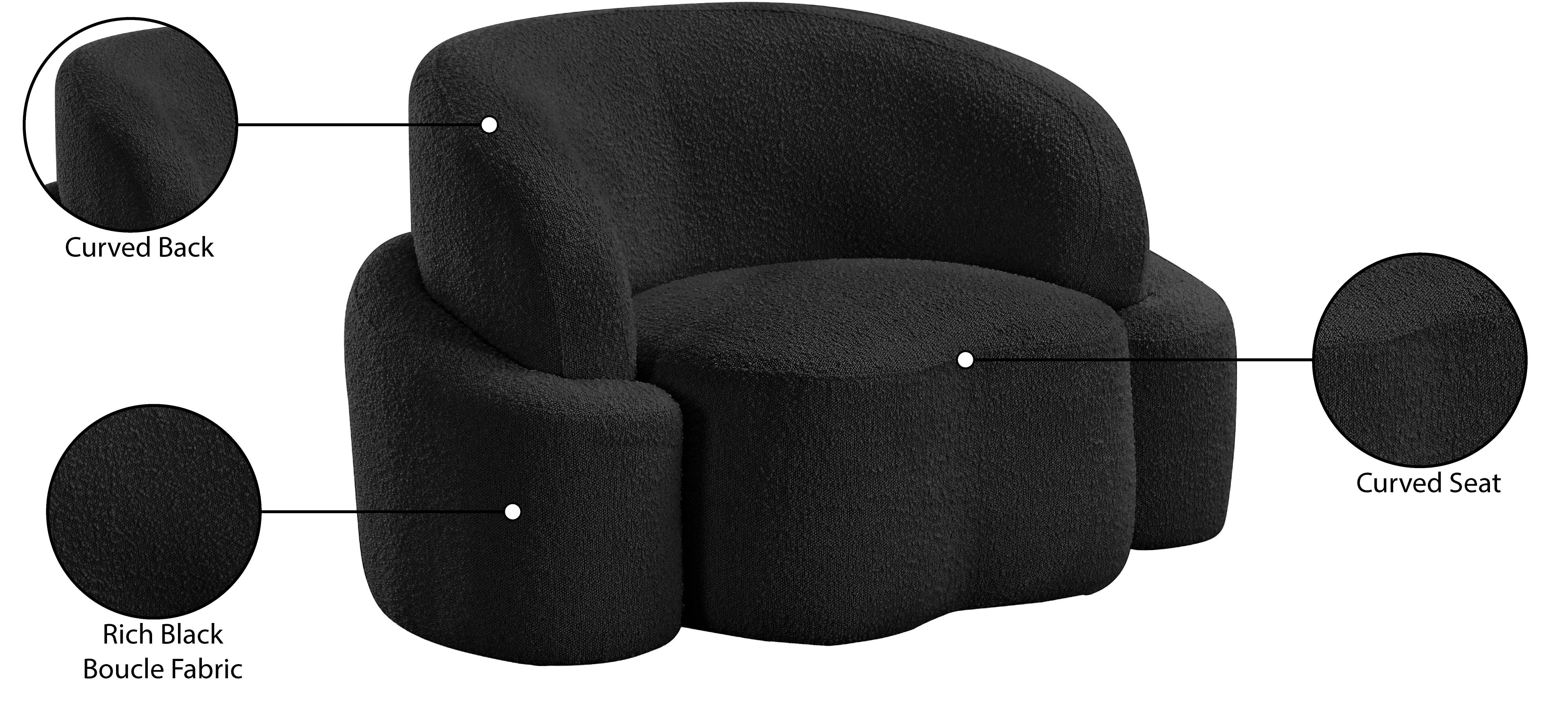Vance Black Boucle Fabric Chair C - Image 17
