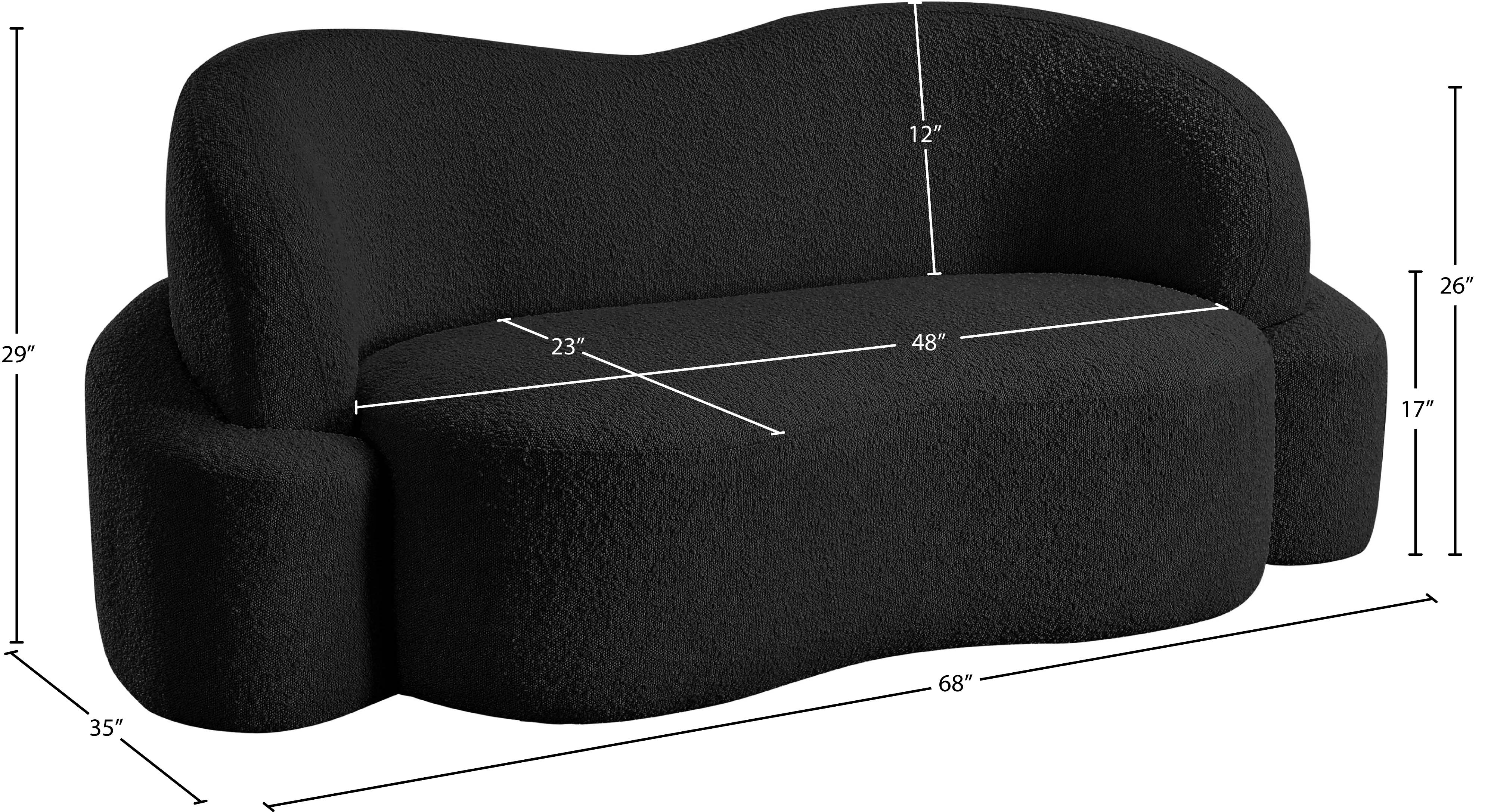 Vance Black Boucle Fabric Loveseat L - Image 18