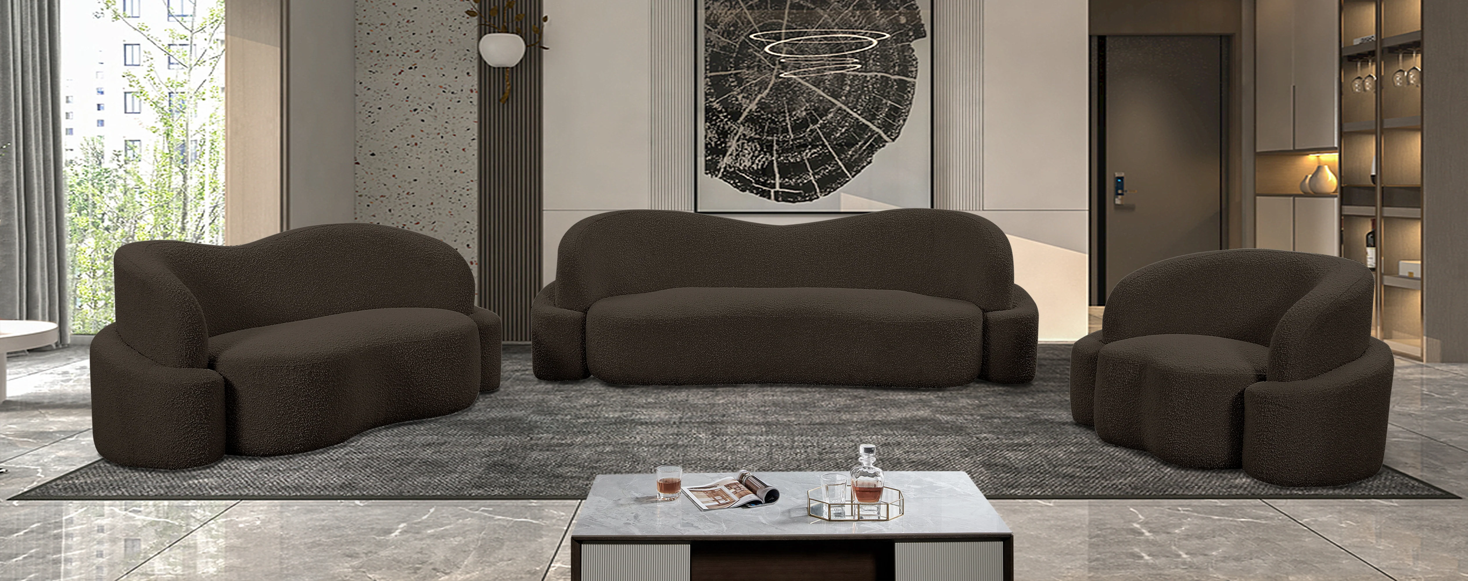 Vance Brown Boucle Fabric Chair C - Image 15