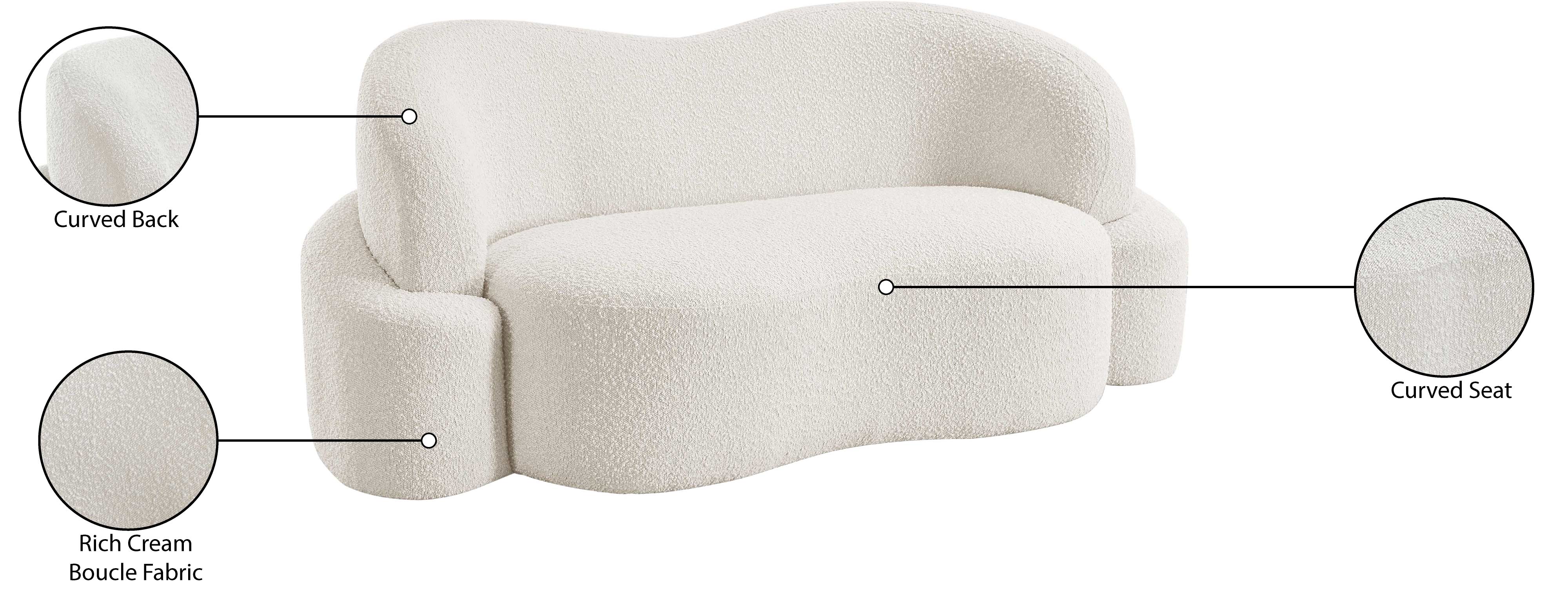 Vance Cream Boucle Fabric Loveseat L - Image 17