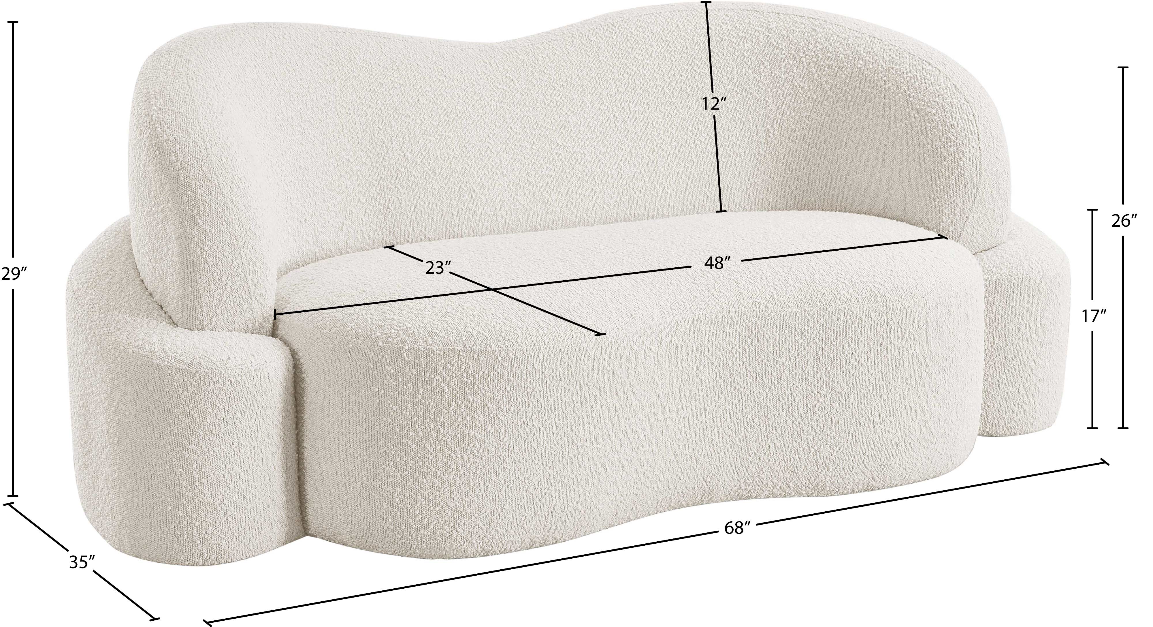 Vance Cream Boucle Fabric Loveseat L - Image 18
