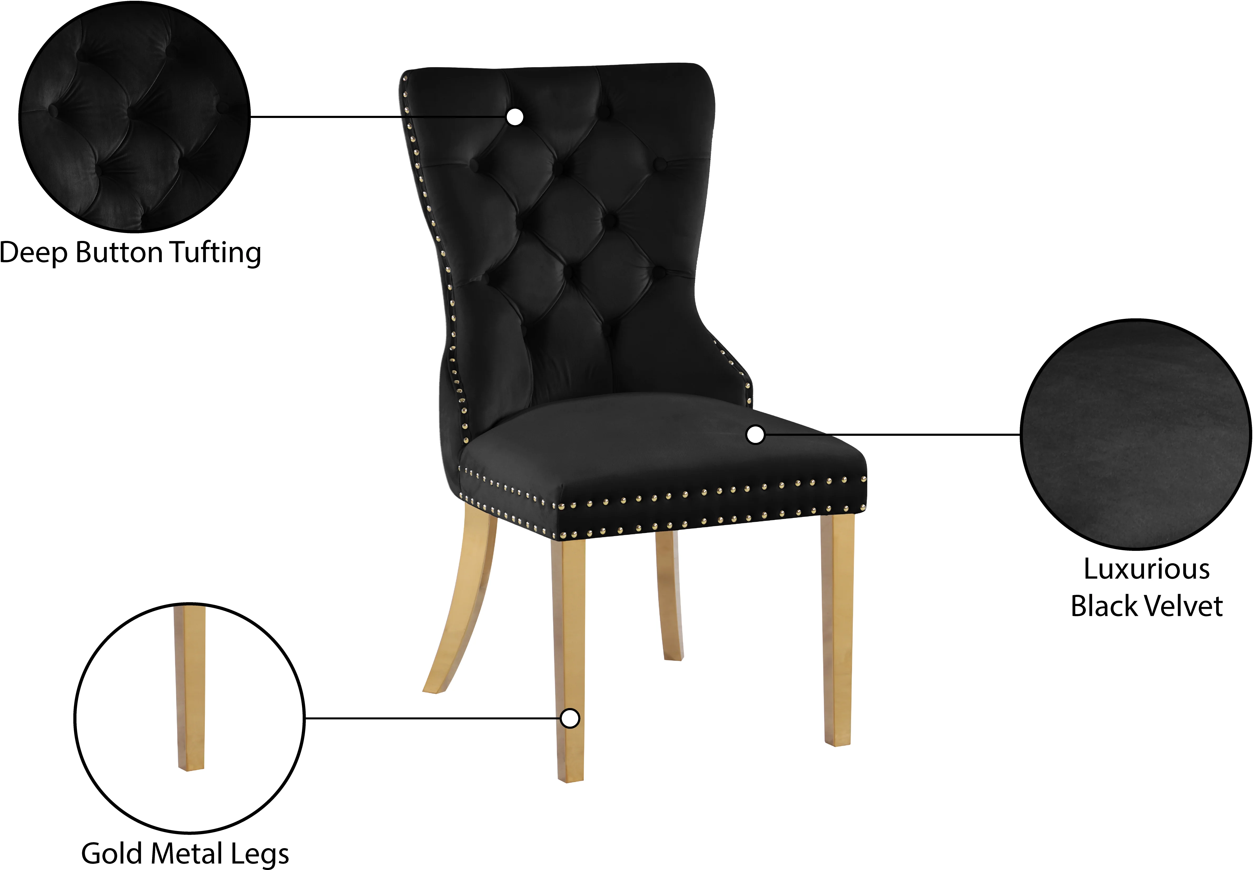 XOXO Black Velvet Dining Chairs C - Image 7
