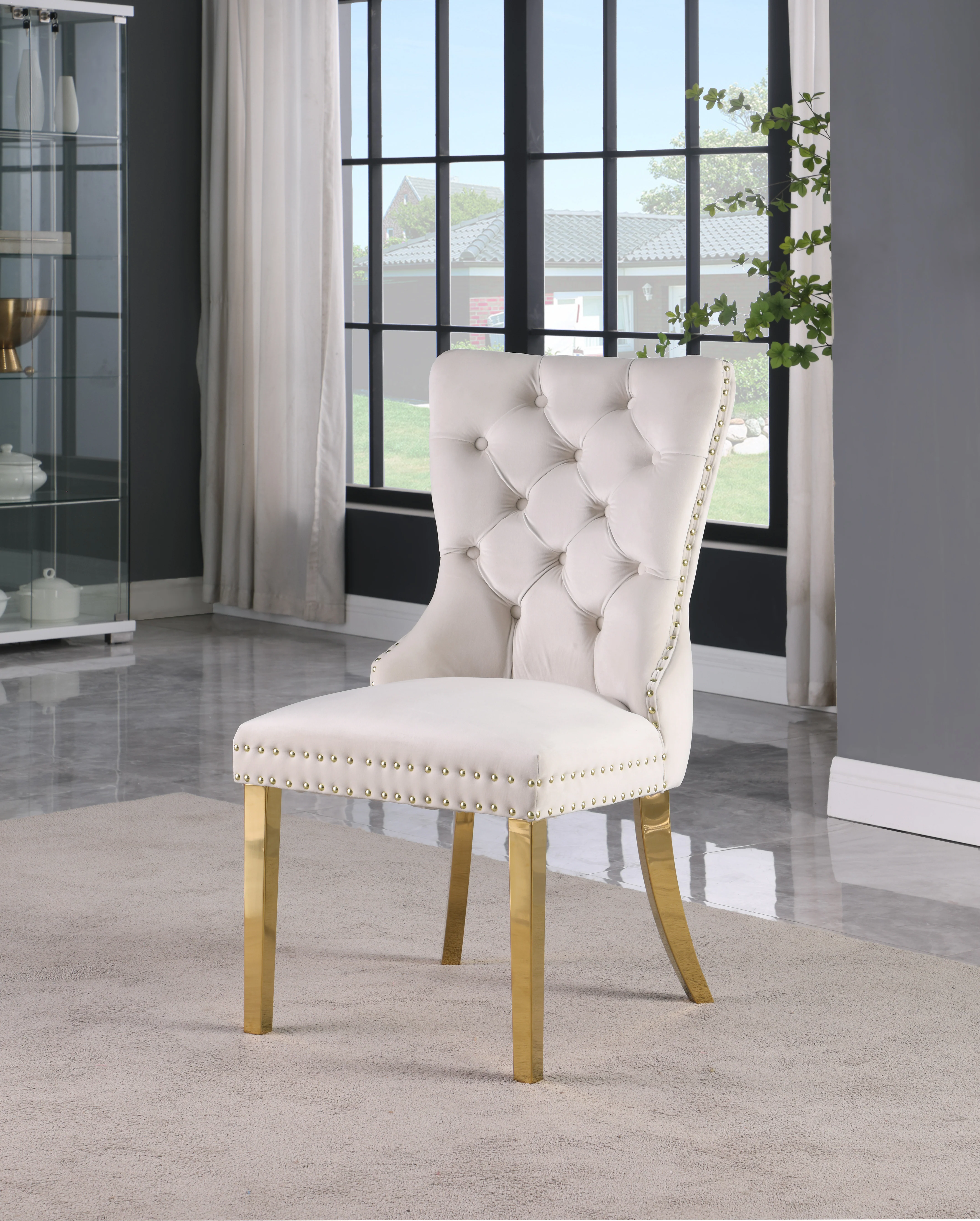 XOXO Cream Velvet Dining Chairs C - Image 6