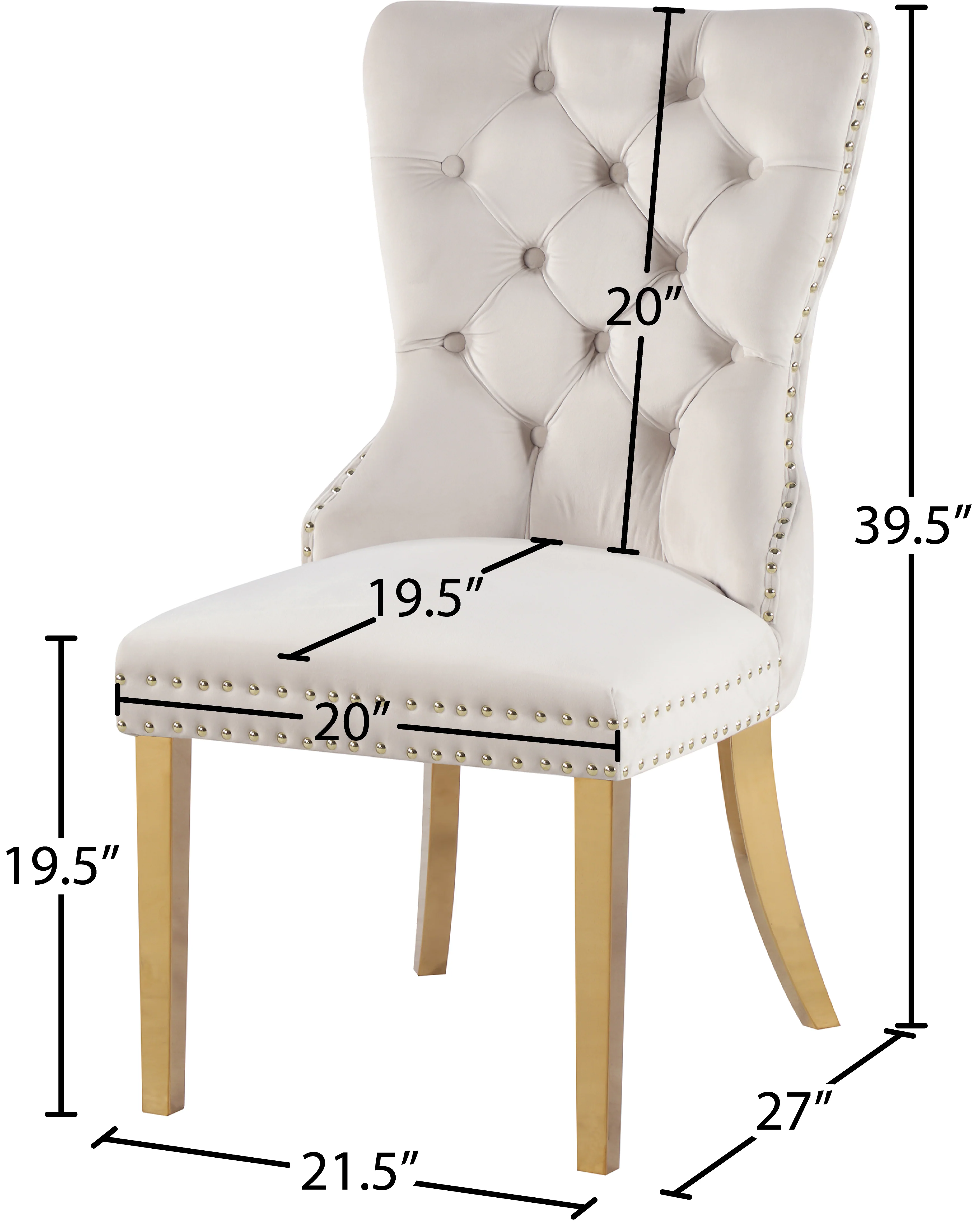 XOXO Cream Velvet Dining Chairs C - Image 8