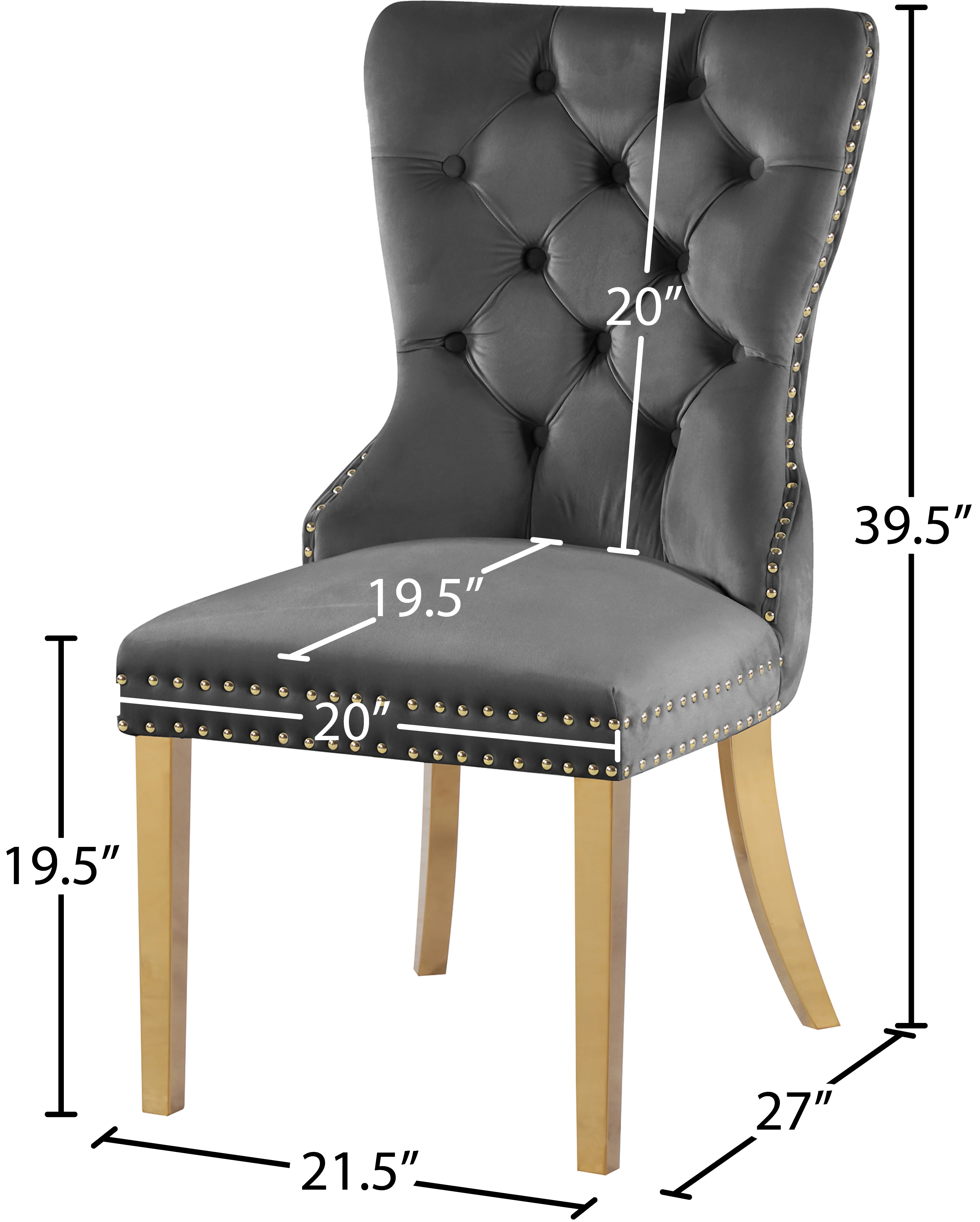 XOXO Grey Velvet Dining Chairs C - Image 8