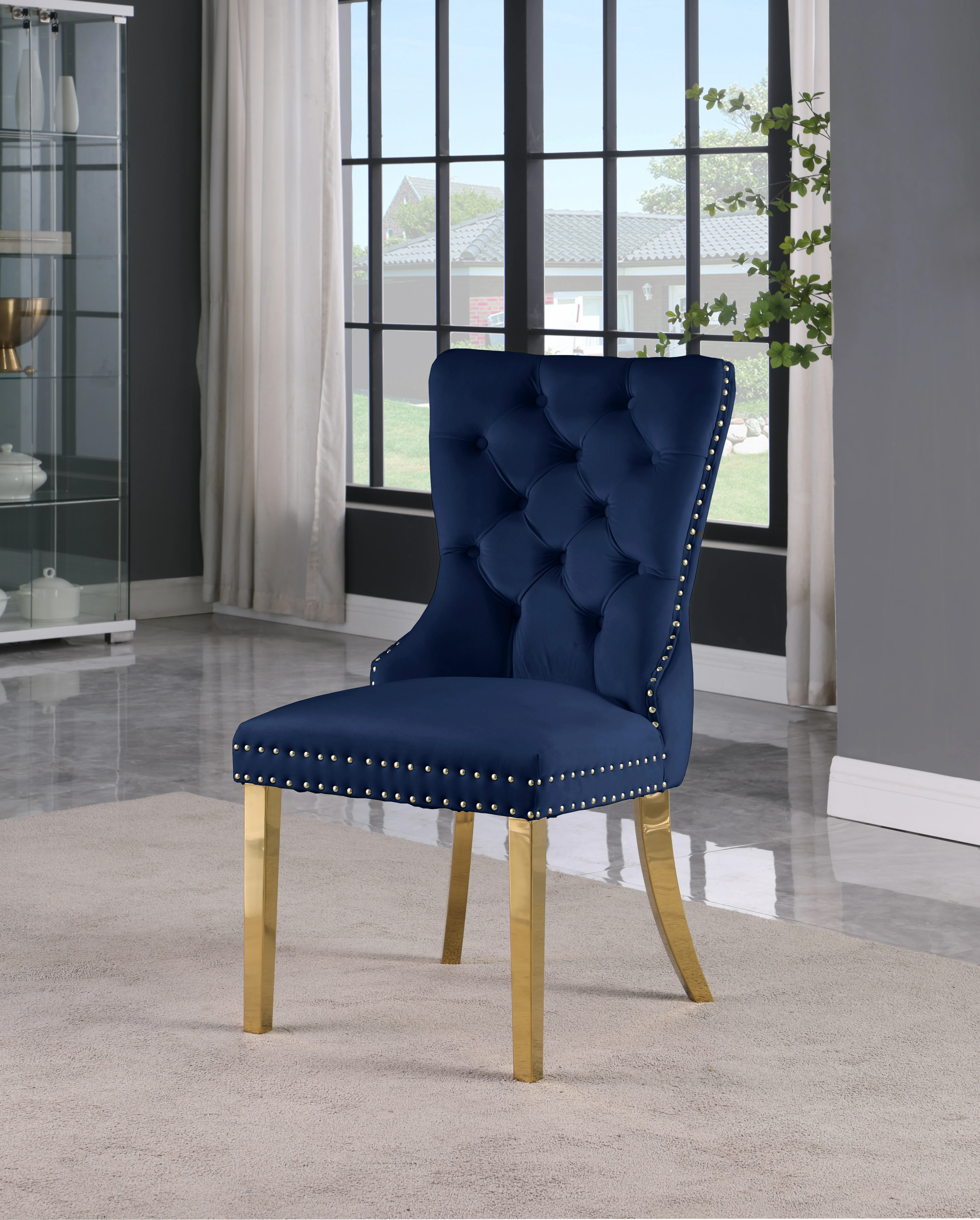 XOXO Navy Velvet Dining Chairs C - Image 6