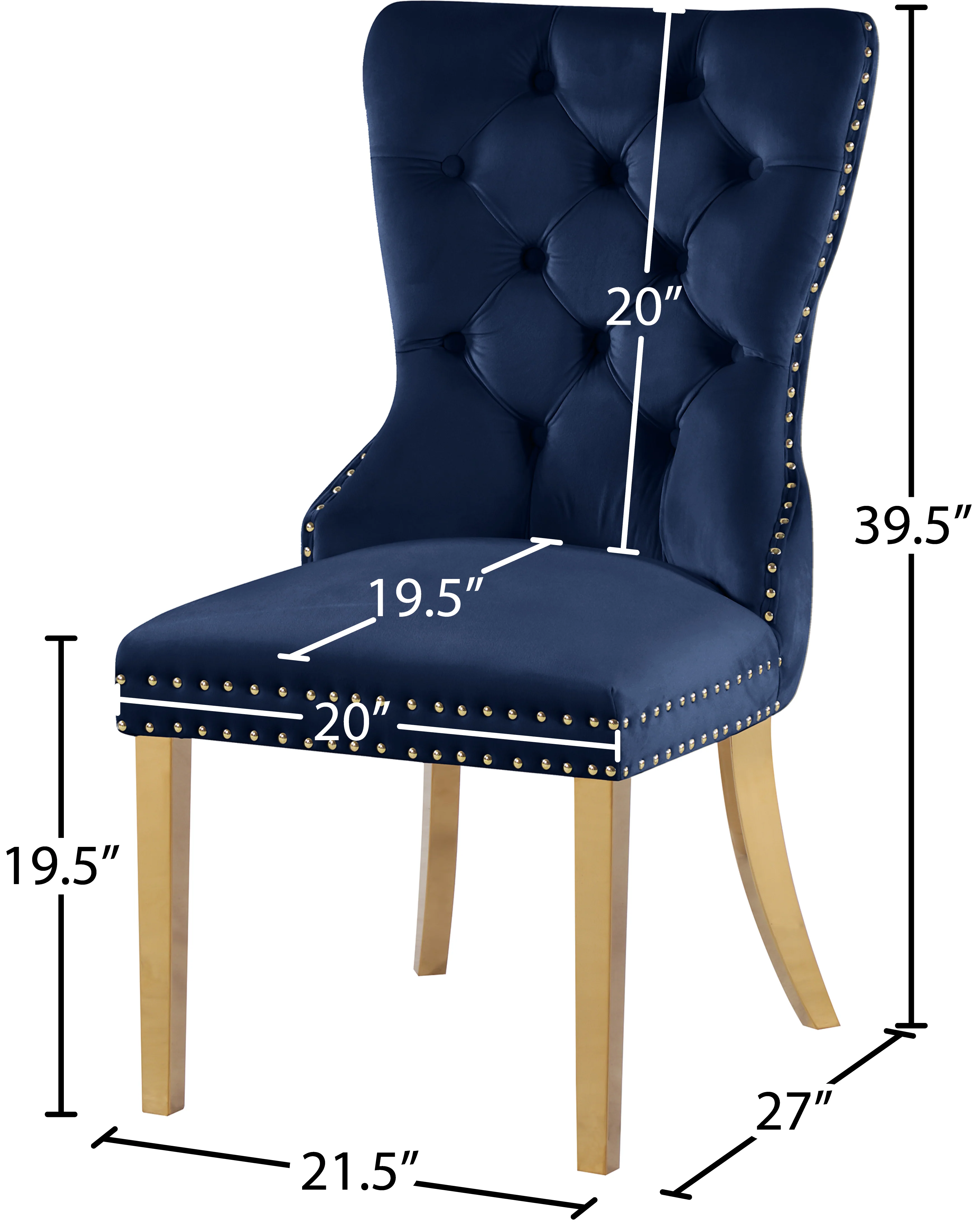 XOXO Navy Velvet Dining Chairs C - Image 8